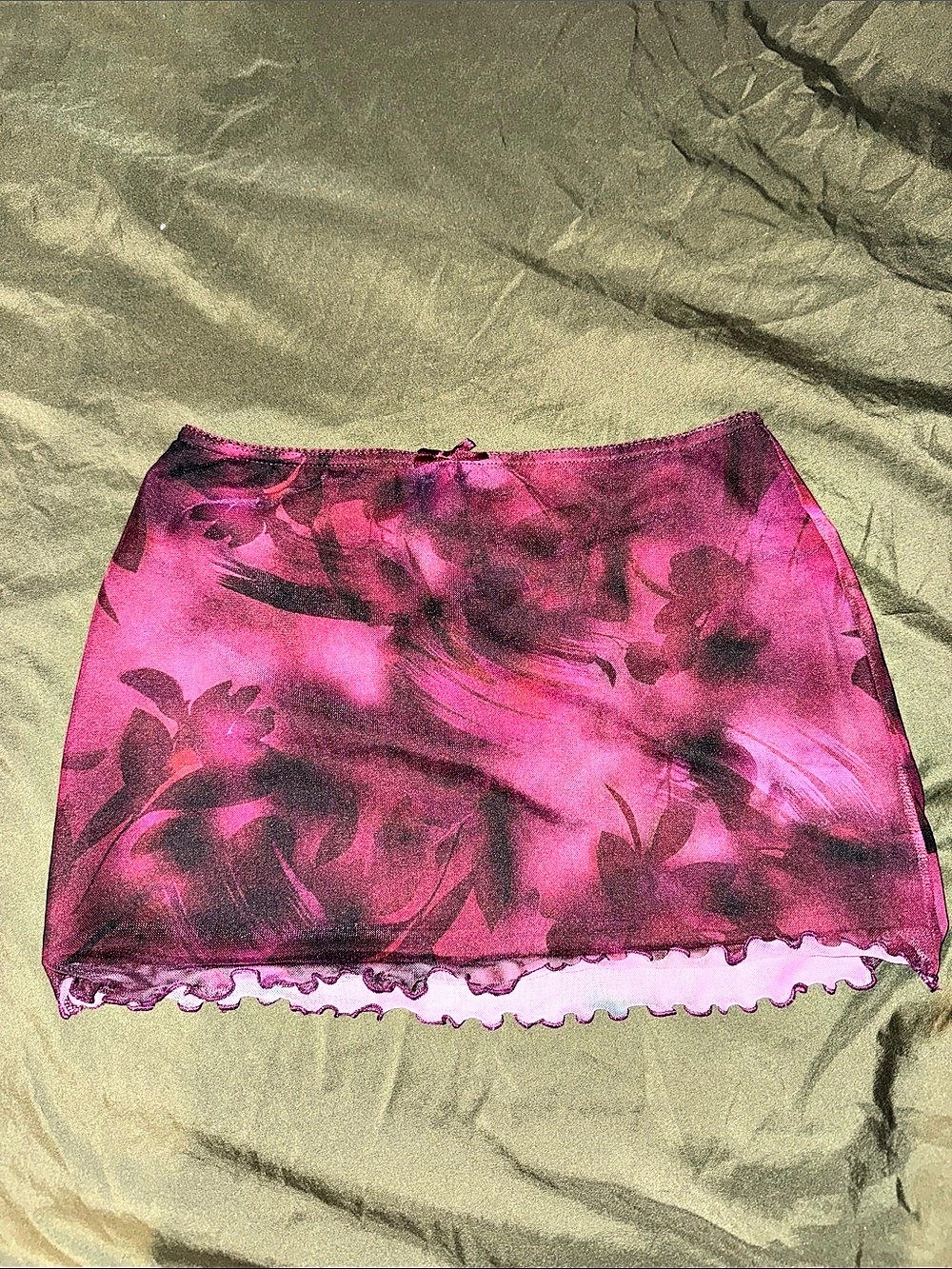 Mesh Floral Mini Skirt Pink & Purple